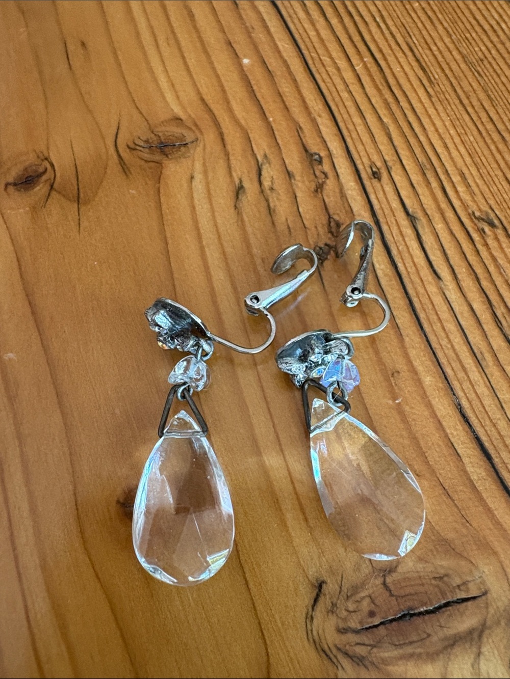 Crystal Teardrop Clip-On Earrings - Clear